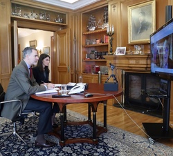 Sus Majestades los Reyes conversan por videoconferencia con Projecte Home Balears